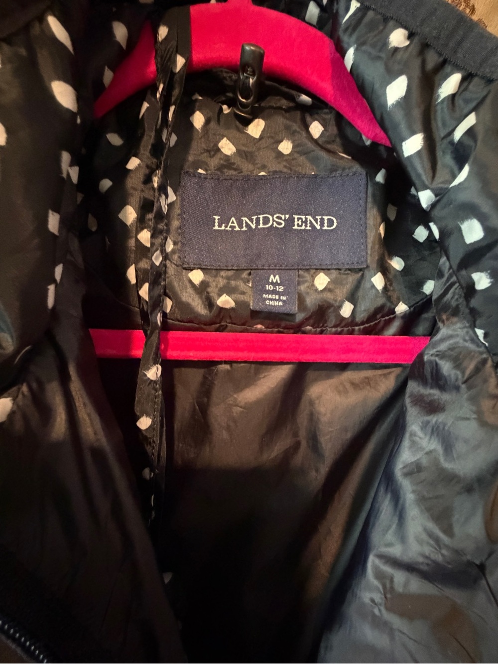 Landsend Quilted Pimaloft Black With WhiteDot Print Packable EUC Women’s Medium - Picture 4 of 15